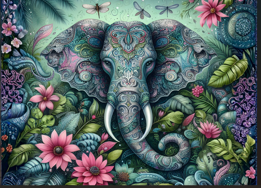 Ornate Elephant Mandala – 8x11 Tempered Glass Cutting Board
