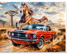 Wild Mustang & Ford Mustang Savanna Tempered Glass Cutting Board – 8×11