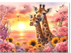 Giraffe Sunset Blossom Tempered Glass Cutting Board – 8×11