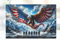 Eagle Over Veterans Patriotic Glass Cutting Board