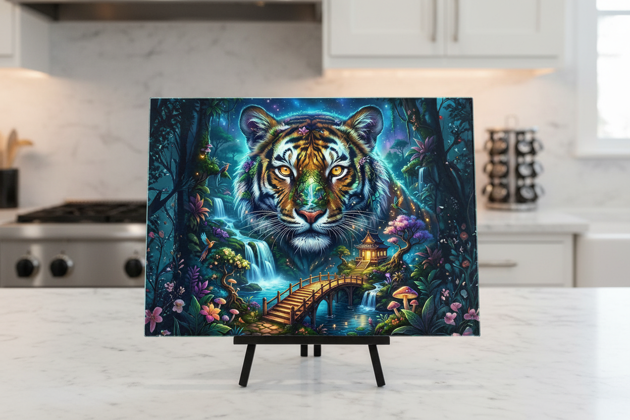 Tiger Fantasy – 8x11 Tempered Glass Cutting Board