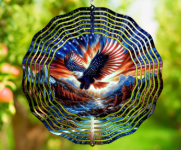 Patriotic Eagle Over Water Wind Spinner