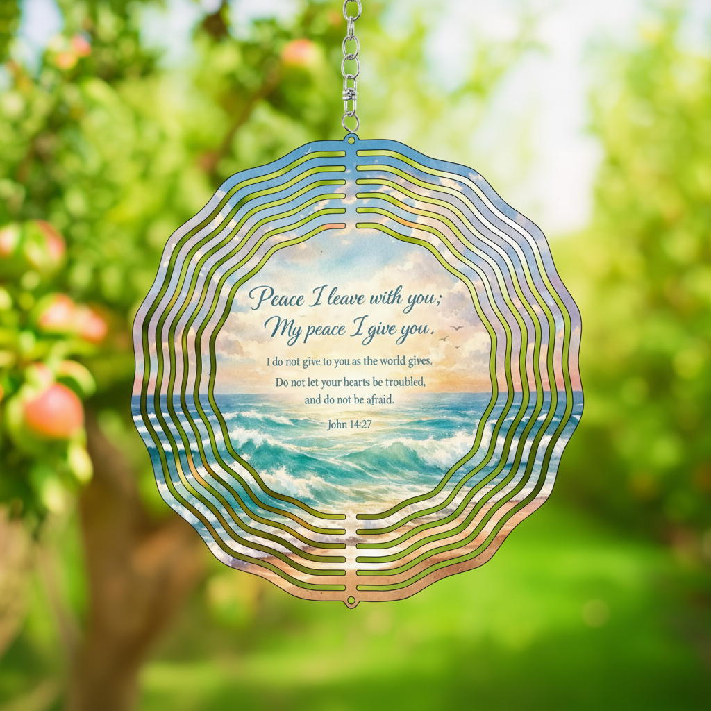Peace I Leave With You Wind Spinner | John 14:27 | Scripture Garden Decor | Christian Gift