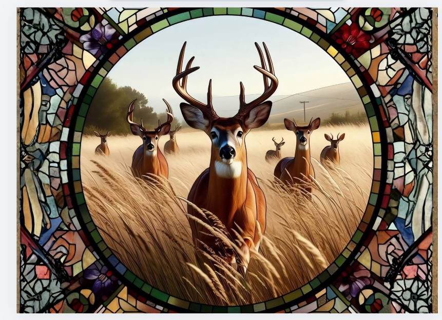 Stained Glass Deer Herd Tempered Glass Cutting Board – 8×11