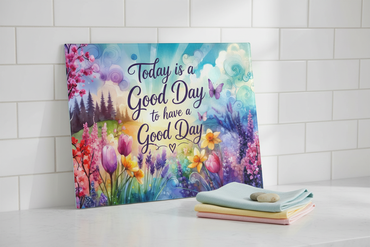 Today is a Good Day to Have a Good Day Tempered Glass Cutting Board – 8×11