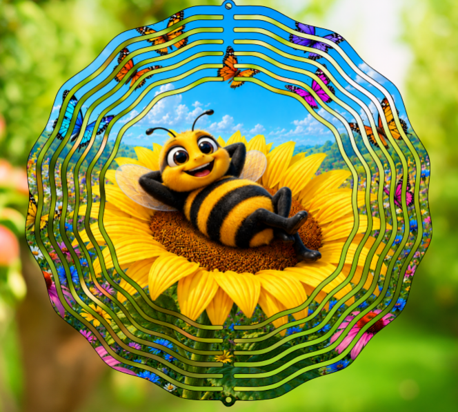 Bumblebee Sunflower Wind Spinner