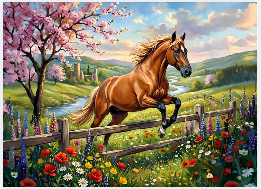 Spring Meadow Horse Tempered Glass Cutting Board – 8×11