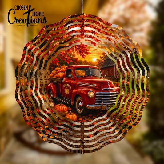 Pumpkin Patch Red Truck Wind Spinner – Autumn Collection