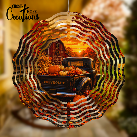 Harvest Sunset Chevy Truck Wind Spinner – Autumn Collection