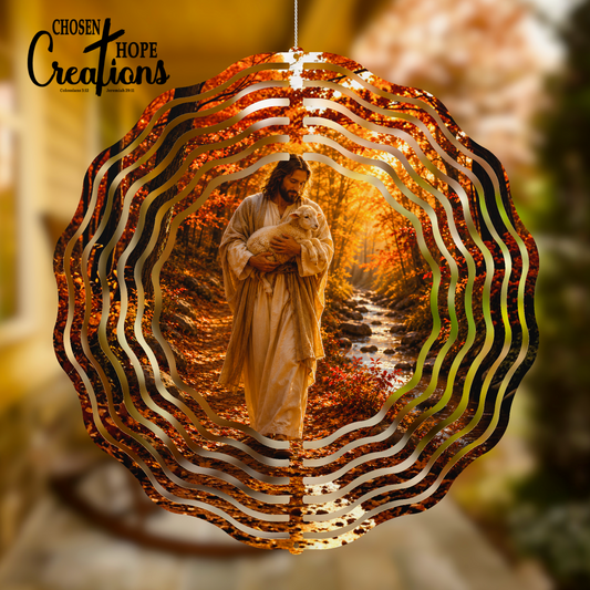 Jesus Walking in Autumn Wind Spinner – Faith Collection