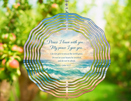 Peace I Leave With You Wind Spinner | John 14:27 | Scripture Garden Decor | Christian Gift