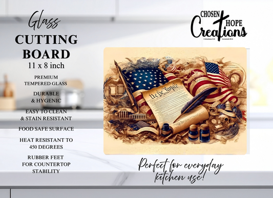 Declaration of Independence Patriotic Glass Cutting Board