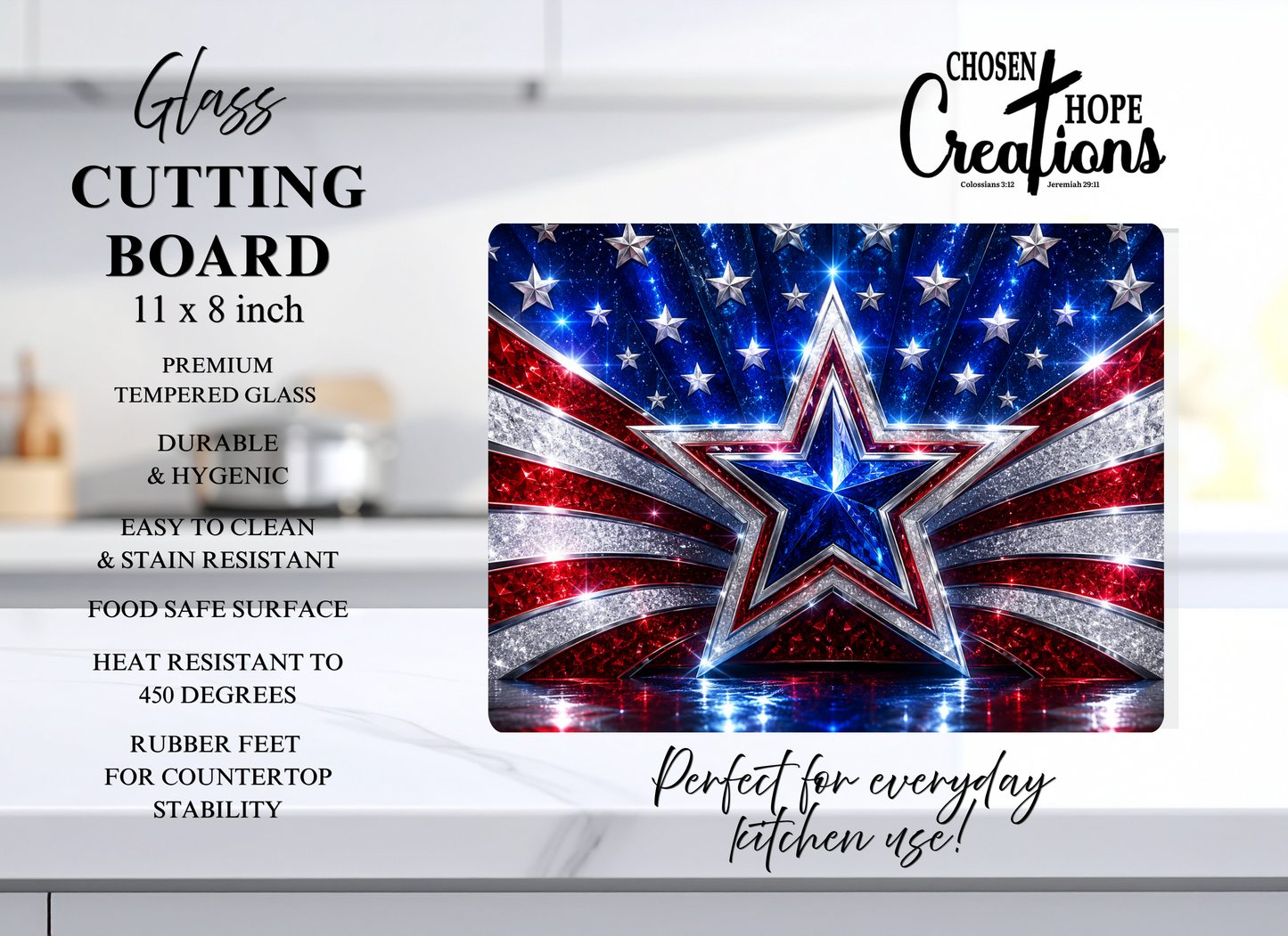 American Star Patriotic Glass Cutting Board