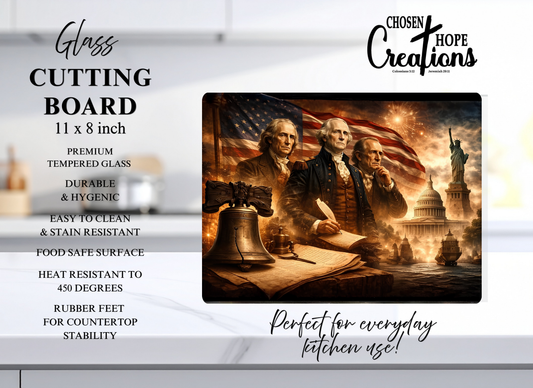 Founding Fathers Legacy Patriotic Glass Cutting Board