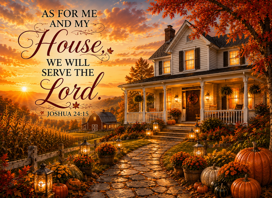 Joshua 24:15 Farmhouse Tempered Glass Cutting Board | Christian Kitchen Décor | Autumn Scripture Gift