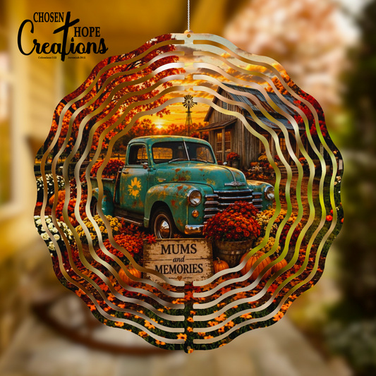 Mums & Memories Turquoise Truck Wind Spinner – Autumn Collection